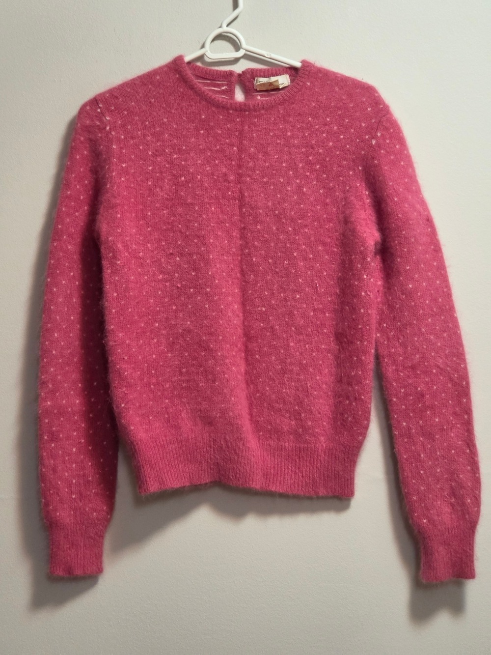 Vintage Eaton Fuzzy Pink Angora Blend Crewneck Sweater